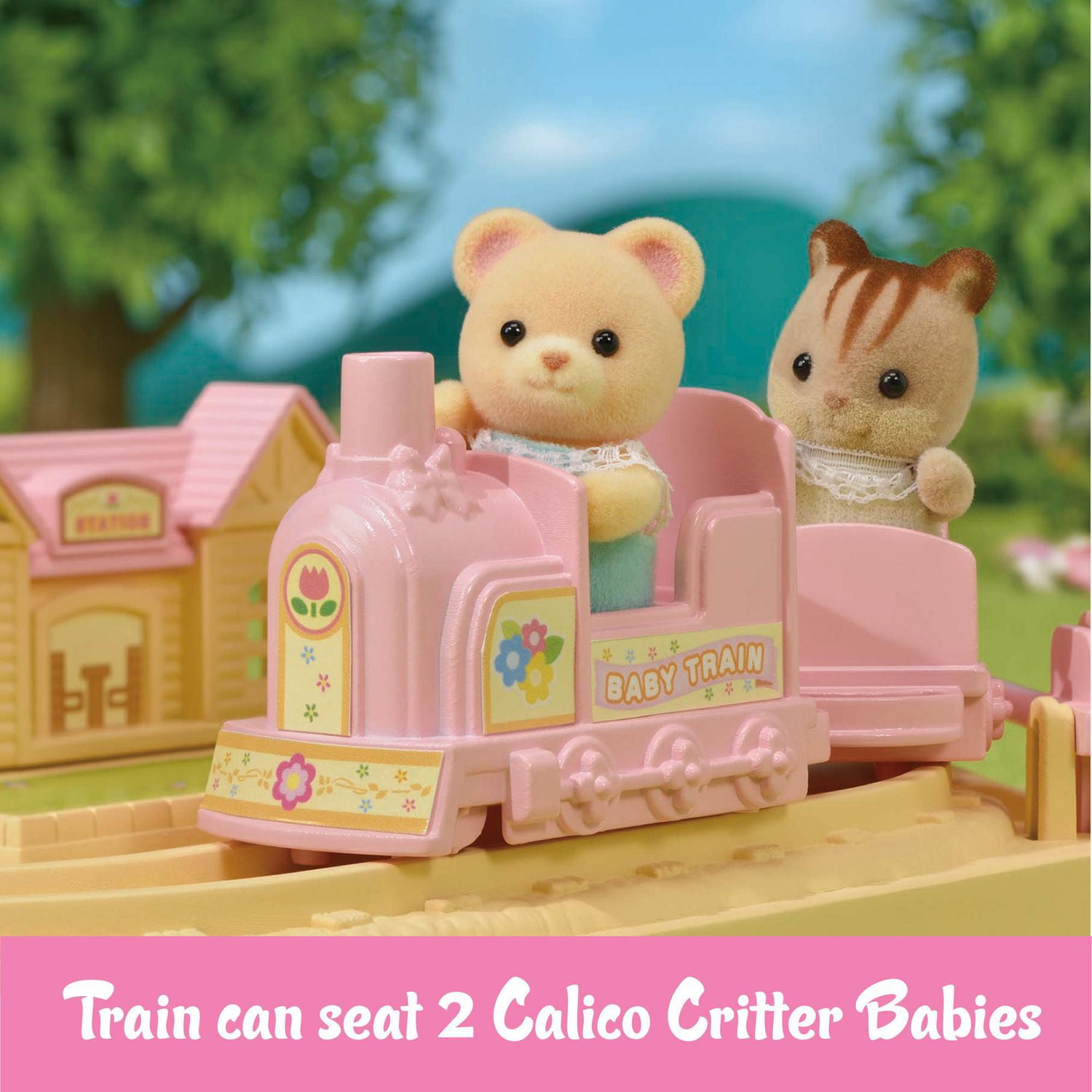 Petit train tchou-tchou des bébés de Calico Critters, ensemble pour maison de poupée avec figurine