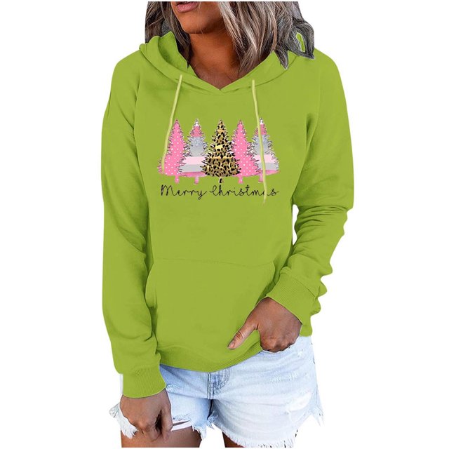 Hauts à Manches Longues pour Femmes Mode Décontractée Blouse Imprimée à Manches Longues Chandail à Capuche Chandail en Molleton