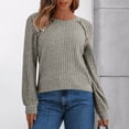 thumbnail image 2 of VINUSLI Womens Plus Tunic Tops Lace Patchwork Ribbed Knit Long Sleeve Sweaters Crewneck Dressy Casual Fall Blouse Gray,S, 2 of 8