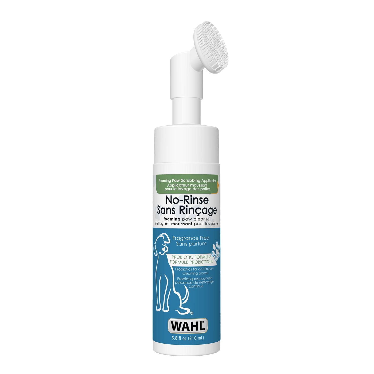 Wahl Probiotic Paw Cleaner – Solution moussante sans rinçage avec brosse, aloès et flocons d'avoine pour des pattes de chien propres et hydratées – Modèle 58549