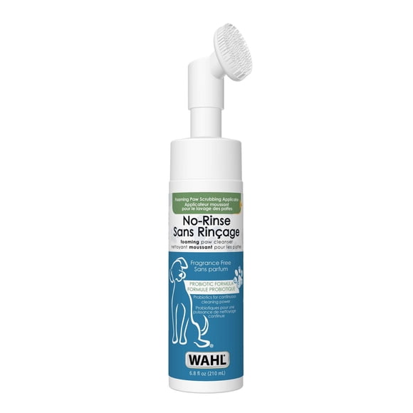 Wahl Probiotic Paw Cleaner - No-Rinse Foaming Solution with Brush, Aloe & Oatmeal for Clean, Moisturized Dog Paws - Model 58549