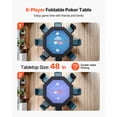 thumbnail image 2 of KFFKFF Foldable Poker Table, 8 Player 48 in Folding Casino Leisure Table with Padded Rails & Cup Holders, Octagonal Portable Game Tables with Felt & Metal Legs, 2 of 9