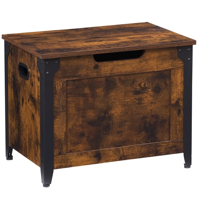 EDTara Farmhouse Style Storage Chest, 23.6 Inch Wooden Bench With Safety Hinge for Bedroom or Entryway
