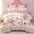 thumbnail image 1 of JOLUSERE Cartoon Pink Comforter Twin Set，2-Pieces Lovely Kitten Pattern Bedding Set for Kids, 1 of 10