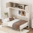 thumbnail image 2 of Euroco Wood Queen Size Murphy Bed with Storage Cabinets, Beige, 2 of 12
