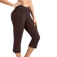 thumbnail image 1 of Womens Knee Length Leggings High Waisted Yoga Workout Exercise Capris For Casual Summer With Pockets, 1 of 6