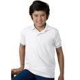 thumbnail image 1 of Hanes Cotton-Blend Kids` Jersey Polo, XS, White, 1 of 6