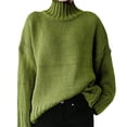 thumbnail image 1 of EGNMCR Chandails pour Femmes Mode Femmes Manches Longues Unies Chandail Col Roulé Décontracté Hauts, 1 of 1