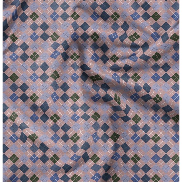 Soimoi Cotton Poplin Fabric Argyle Check Decor Fabric Printed Yard 42 Inch Wide