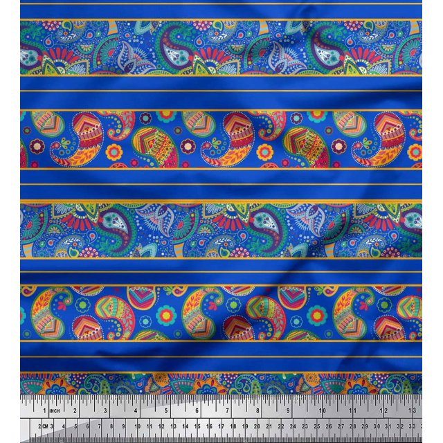Soimoi Green Poly Georgette Fabric Flying Woodpecker Bird Printed Fabric 1 Yard 52 Inch Wide
