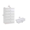 thumbnail image 5 of Hodedah Commode Contemporaine en Bois à Cinq Tiroirs, Fini Blanc, 5 of 5