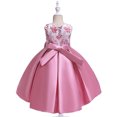 thumbnail image 4 of Robes d'Anniversaire pour Filles, Petites Filles, Couleur Unie, Broderie de Perles, Nœud, Robe de Fête d'Anniversaire à Fleurs, Robes pour Enfants, 4 of 9