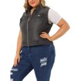 thumbnail image 4 of GRACE & GRANDEUR Veste Sans Manches en Denim Style Camionneur à Fermeture Éclair devant pour Femme Grande Taille, 4 of 6
