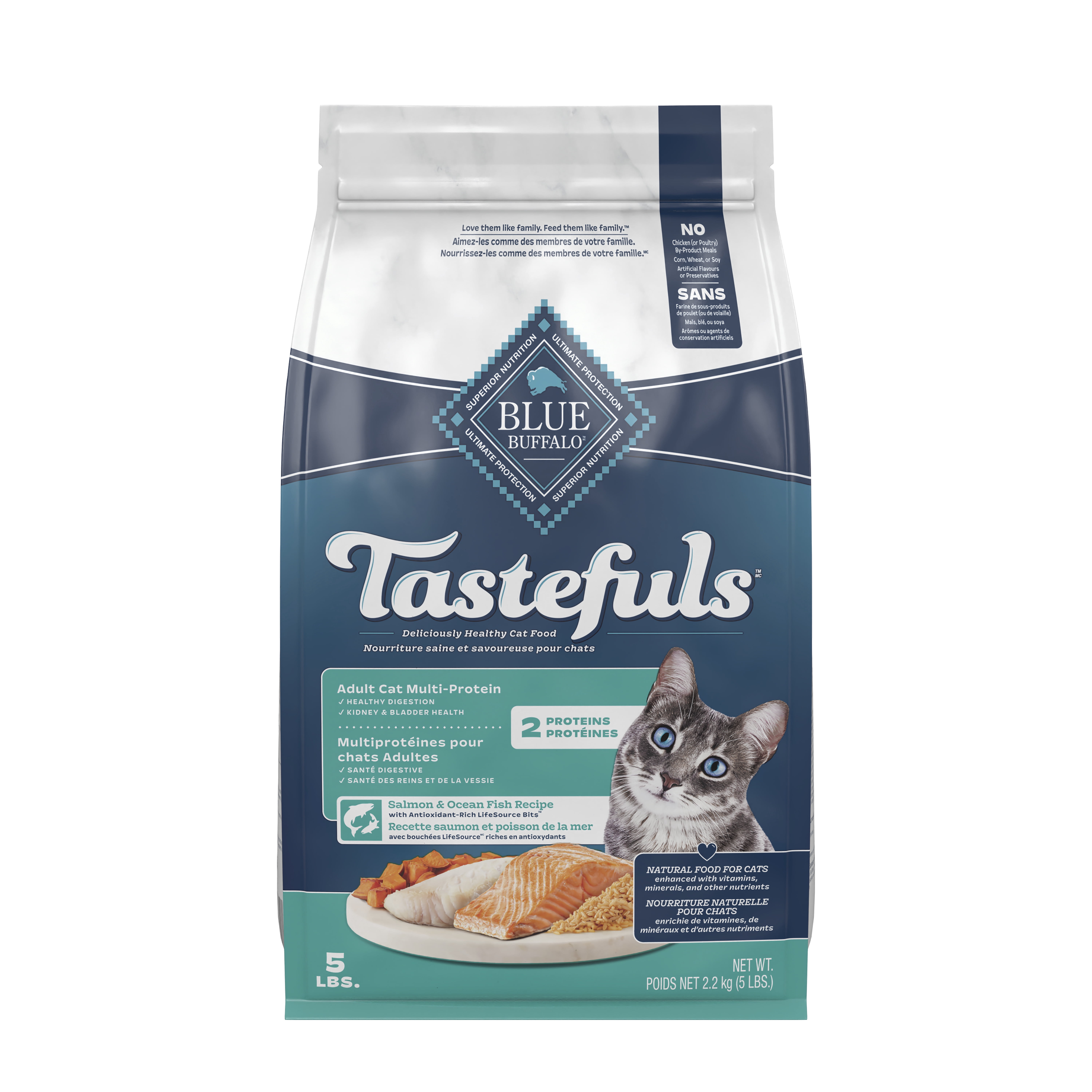 BLUE Tastefuls Adult Cat Multi-Protein Salmon & Ocean Fish Recipe, 5 lb