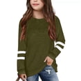 thumbnail image 2 of WEIYLL T-Shirt Fille Manches Longues Poignets Col Rond Patchwork Chaud Doux T-Shirt Enfant Hauts pour 7-8 Ans, 2 of 5