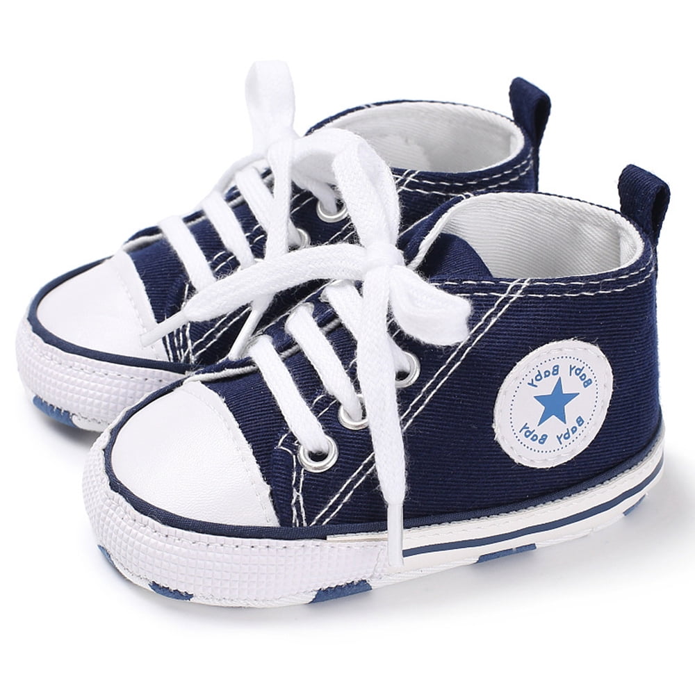 Fortune Baby Patchwork Canvas Shoes Anti-Slip Sole Flat Sneakers First Walkers