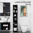 thumbnail image 4 of HOMCOM Armoire de Rangement Haute pour Salle de Bain avec 3 Tablettes Ajustables, Noir, 4 of 10