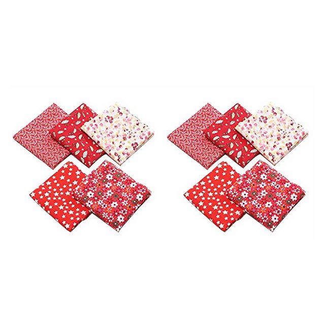 Transemion 5pcs 50x50cm Square Cotton Fabric Cloth For DIY Craft Sewing red 2Set