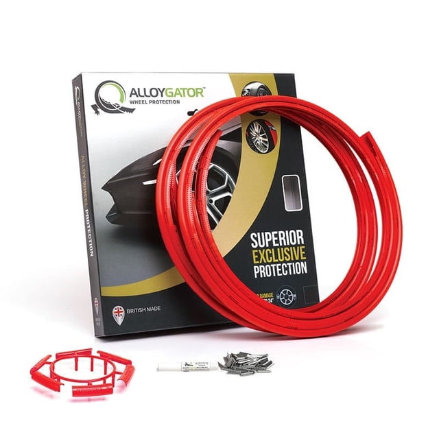 AlloyGator Wheel Protector K4RDEXC Exclusive Profile; For Use With 12 To 24 Inch Diameter Wheels; Red; Adhesive And Clip Attachment