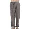thumbnail image 1 of MAWCLOS Mens Pants Drawstring Trousers Solid Color Bottoms Leisure Summer Elastic Waist Loungewear Dark Gray S, 1 of 2