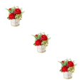 thumbnail image 2 of kurtrusly Artificial Flowers With Vase Add Of Color And Style To Any Room Indoor Pinellia red 3Set, 2 of 6