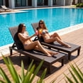 thumbnail image 2 of Homall 2 Pcs Chaise Longue de Patio Extérieure Chaise Longue Réglable, Brun Foncé, 2 of 7