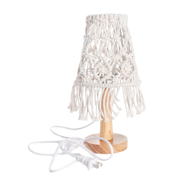 Macrame Lamp Shade Boho Decor Light Shade for Table Lamp of E27 Light Bulb Adapter Modern Handmade Woven Light Cover for Bedroom Living Room Dorm Office