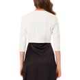thumbnail image 3 of INSPIRE CHIC Boléro pour Femme à Manches 3/4 Sans Col, Plissé, Ouvert à l'Avant, Cardigan Court, G Blanc, 3 of 6