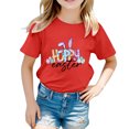 thumbnail image 1 of 4t Fille Tout-Petit Extra Large Enfant Filles Pâques Mignon Graphique Col Rond Manches Courtes T-Shirt Décontracté d'Été, 1 of 4