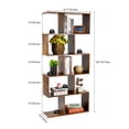 thumbnail image 3 of 5-Tier Geometric Bookshelf, 62" Tall S-Shaped Bookcase with Anti-Collapse Device Design, Modern Freestanding Display Shelf Unit for Home Office, Living Room, Bedroom, Rustic Brown, 3 of 8