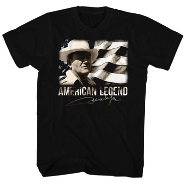 John Wayne Hollywood Icon Actor American Legend Flag Adult T-Shirt Tee