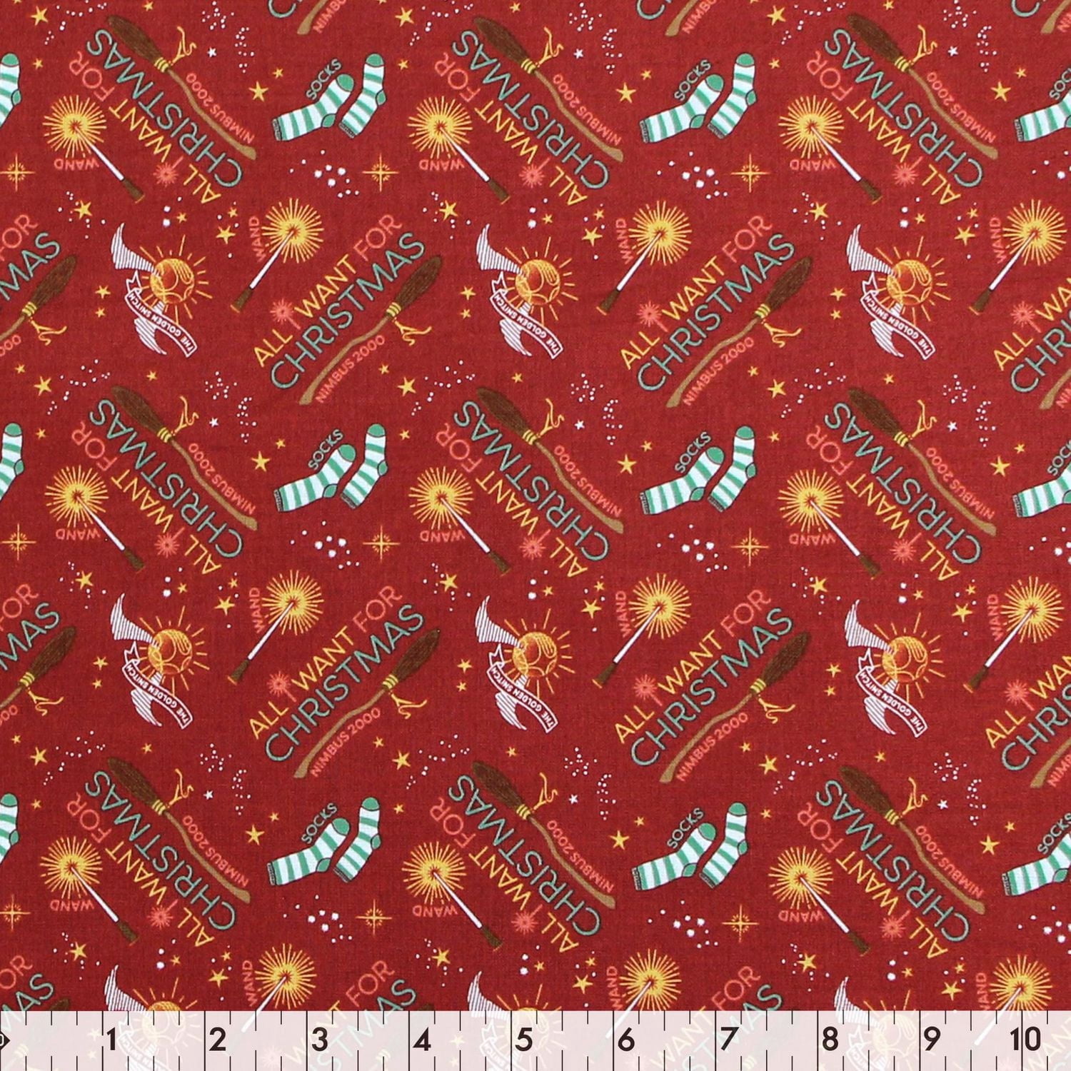FABRIC CREATIONS coton tissu au mètre, rouge Harry Potter Christmas, 111 cm (44 in)