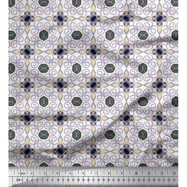 Soimoi Silk Fabric Swirl & Floral Patchwork Printed Craft Fabric by The Yard 42 Inch Wide