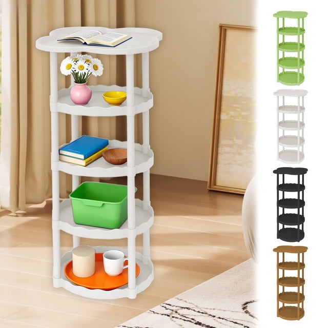 Sentmoon Grande Étagère d'Angle Étagères d'Angle Style Crème Table d'Appoint de Canapé Salon Petite Table Basse Table de Rangement Mobile du Sol au Plafond Étagère Nuage à Quatre Feuilles