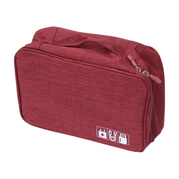 EeaseCA Travel Storage Bag Kit Data Cable U Disk Power Bank Electronic Accessories Digital Gadget Devices Organizer Case Handbag (Wine Red)