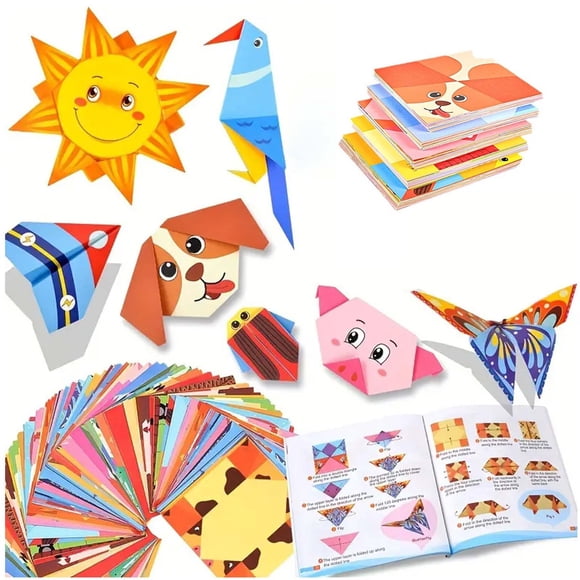 sdhkgrrt under $5 2Pcs Origami Crafts, Origami Crafts Set with 57 Papers,Multi-Colored Watercolor Pattern Sheets,27 Designs Educational ArtToys,Children's DIY Handmade Kit,Creative Thinking Exercise