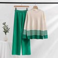 thumbnail image 2 of Yuyuzo Womens Ribble Knit 2 Piece Sets Long Sleeve Turtleneck Pullover Sweaters with Straight Leg Pants Suits, 2 of 4