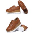 thumbnail image 4 of LSLJS Chaussures en Cuir Style Britannique pour Femmes à Bout Rond, Talon Compensé, Semelle Épaisse à Pompon Style Muffin, Chaussures en Cuir pour Femmes, 4 of 5