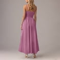 thumbnail image 4 of Amzcrzy Robes pour Femmes Couleur Unie Bretelles Spaghetti Robe d'Été Décontractée Col Rond Sans Manches Robes Soleil pour Femmes Tendance à Étages Fluide Robes Maxi avec Poches, 4 of 8