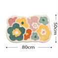 thumbnail image 3 of Cute Flower Bathroom Rug, Machine Washable Bathroom Floor Mat, Extra Soft Absorbent Non-Slip Bath Rug,40x60cm, 3 of 5