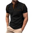 thumbnail image 1 of Mens Pullover Stand Collar Button Pocket Short Sleeve Top Sports Stand Collar Top/Shirt, 1 of 5