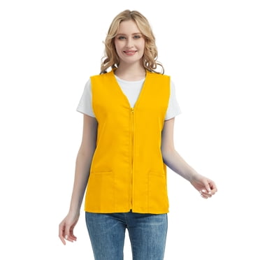 TOPTIE Gilet d'Activité Bénévole pour Adultes Gilets d'Uniforme de Supermarché Tenue de Travail de Commis-Jaune-G