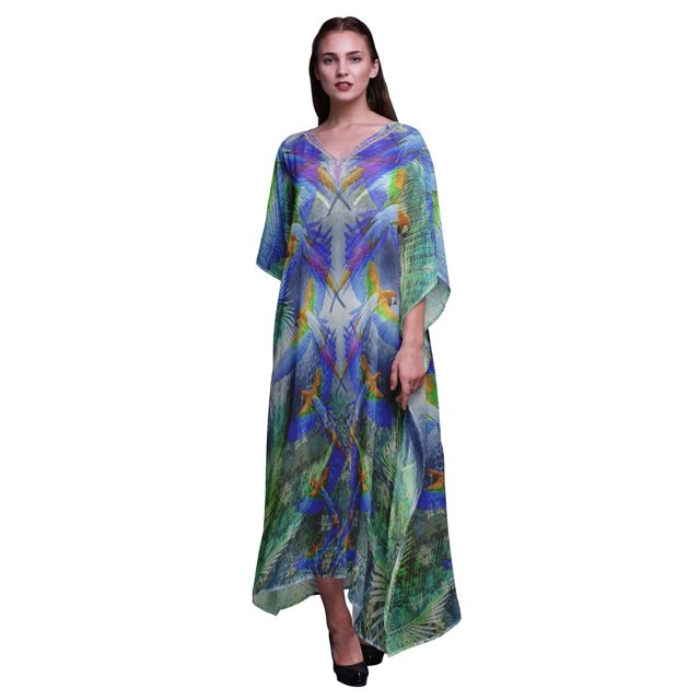 Phagun Bar Kaftan pour Femmes Tenue d'Intérieur de Vacances Robe Maxi Couvre-Maillot de Plage-S-M-L