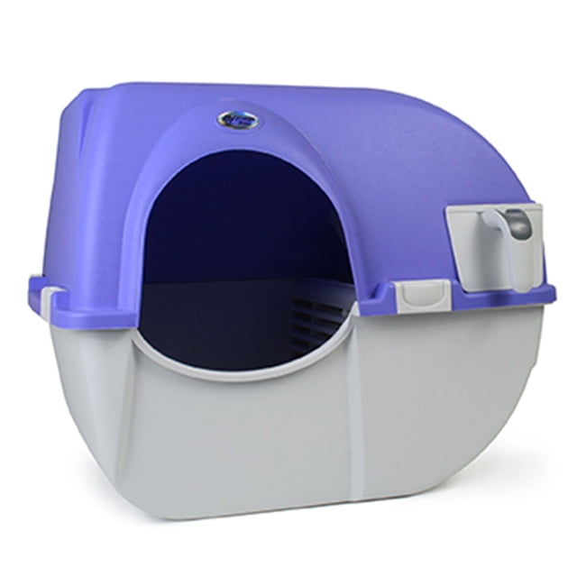 Omega Paw Roll 'n Clean Self Cleaning Covered Cat Litter Box, Large, Purple