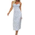 thumbnail image 2 of drppepioner Robe d'Été pour Femme Mode Camis Sans Manches à Col en V Combinaison à Imprimé Floral Robe Fendue de Plage, 2 of 9