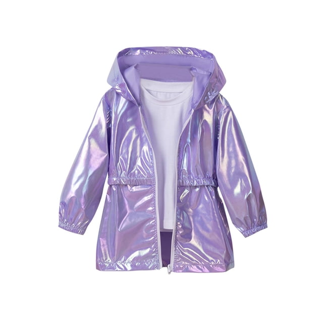 MeetoTime Children's Long Sleeved Hooded Jacket Kids Solid Color Spring Zipper Thin Coat for Girls
