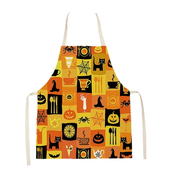 MVRLSH Clearance Prime Apron Sleeve Apron Women's Men's Apron Halloween Funny Pattern Design Cosplay Halloween Apron Dress Black