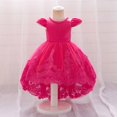 thumbnail image 4 of RXIRUCGD une Robe Mignonne à Manches Longues de Couleur Unie avec une Robe de Princesse et une Robe à Manches Longues à Col Rond Taille Mi-Haute pour une Jeune Fille, Rose Vif, Taille : 90, 4 of 6