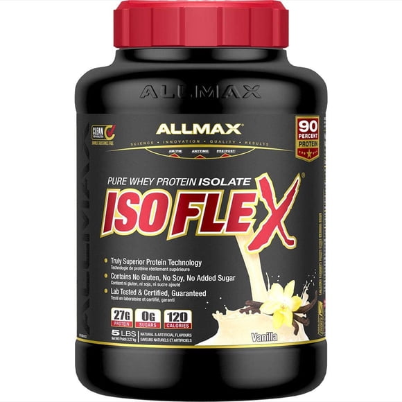 ALLMAX NUTRITION ISOFLEX - Isolat de Protéine de Lactosérum 100 % Ultra Pur, Vanille 5 Lb