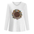 thumbnail image 4 of Pompotops T-Shirt à Manches Longues à Col en V Imprimé Décontracté pour Femmes, Chandail, Hauts, Liquidation, 4 of 4